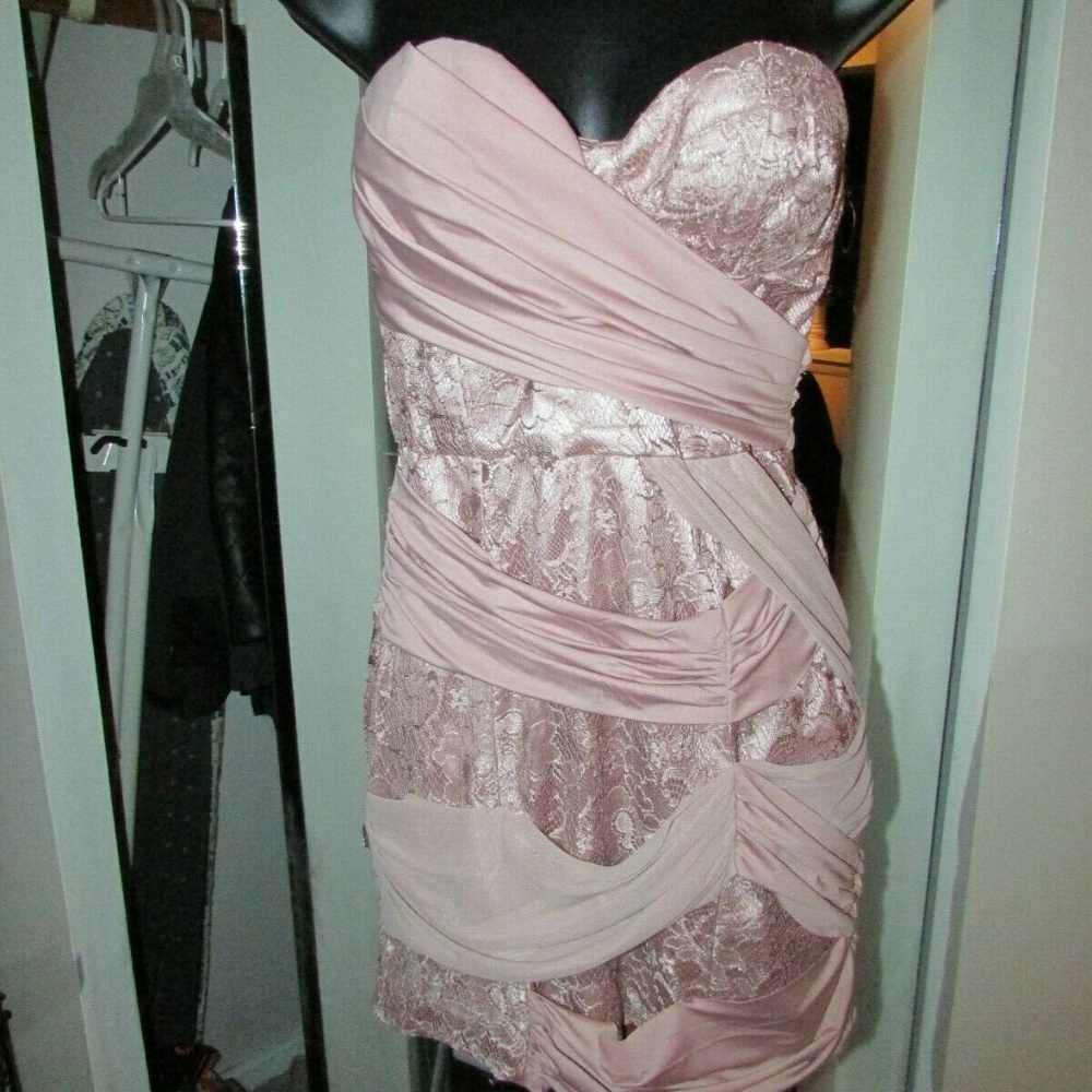 BEBE PINK LACK BANDAGE BODYCON WRAP DRESS SIZE XS